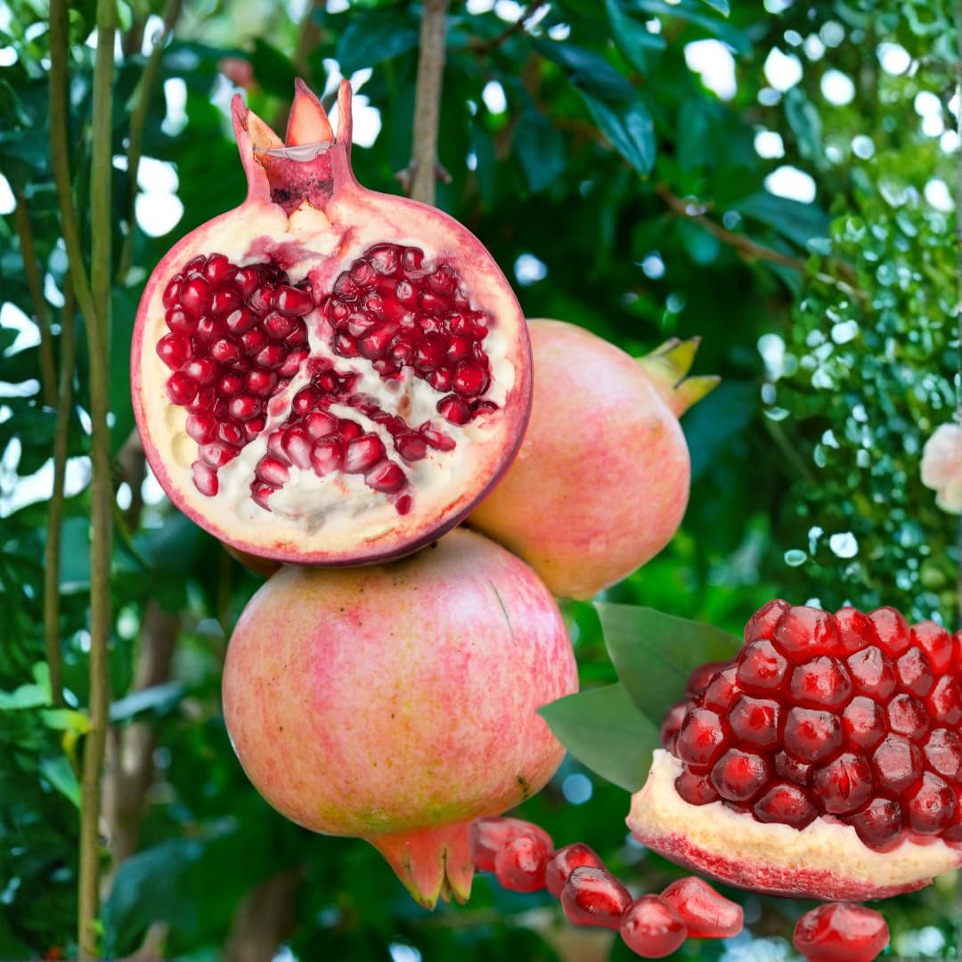 Pomegranate Tree Live Plant, Starter Size 1 Year Old Seedling in 4" Pot, Sweet Pomegranate for Indoor Outdoor Spring Planting