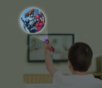 LEXIBOOK Stories projector, Spider-Man torch light and projector with 3 discs, 24 images, create your own stories, LTC050SP