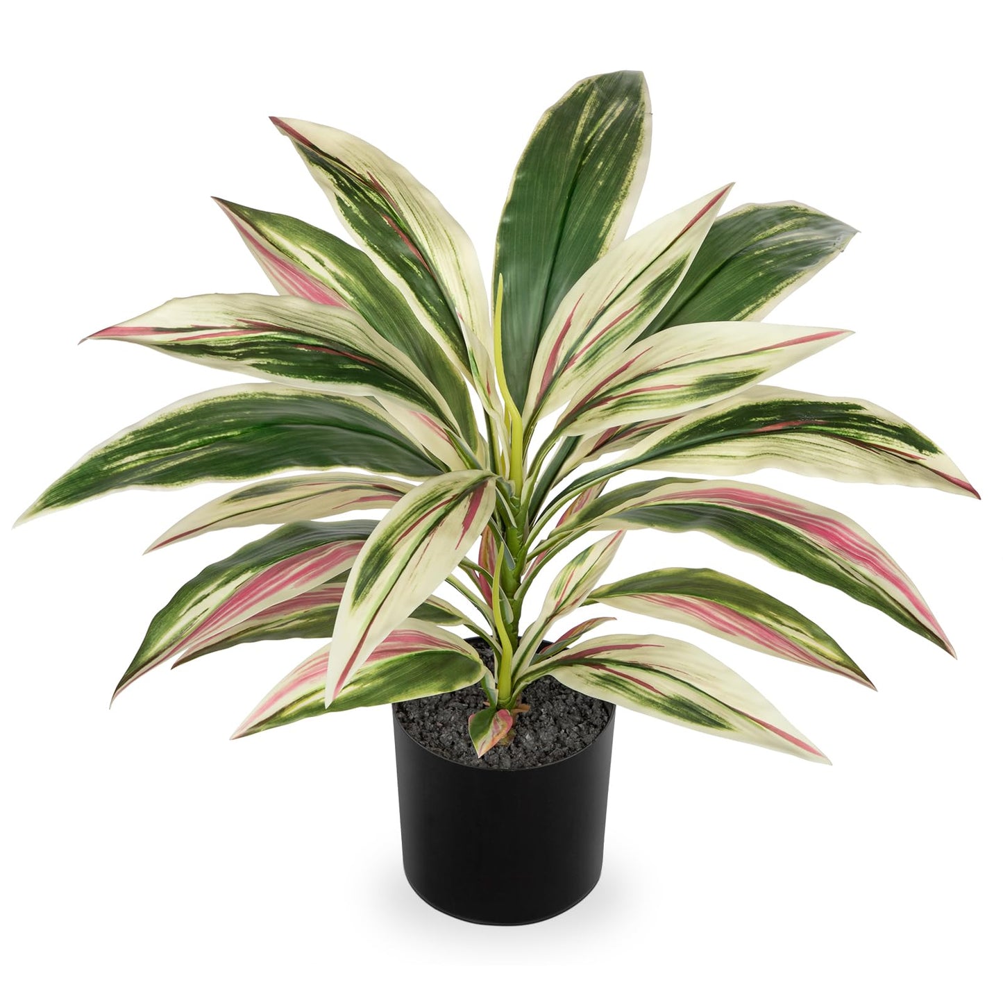 Oairse Artificial Plants Indoor with Pot, 18" Fake Potted Plants Medium Artificial Dracaena Plant in Black Pot Faux Tropical Plants for Bathroom Living Room Office Desk Shelf Decor