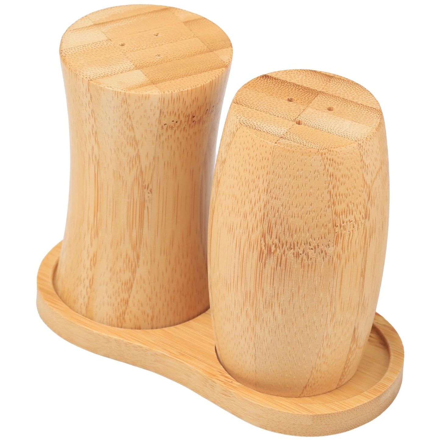 ZTHapwa Wooden Salt and Pepper Shakers Set, Small Bamboo Salt Pepper Shakers with Tray for Kitchen Cooking/Camping/BBQ, Farmhouse Seasoning Holder for Kitchen and Dining Table, 1/8 Cup