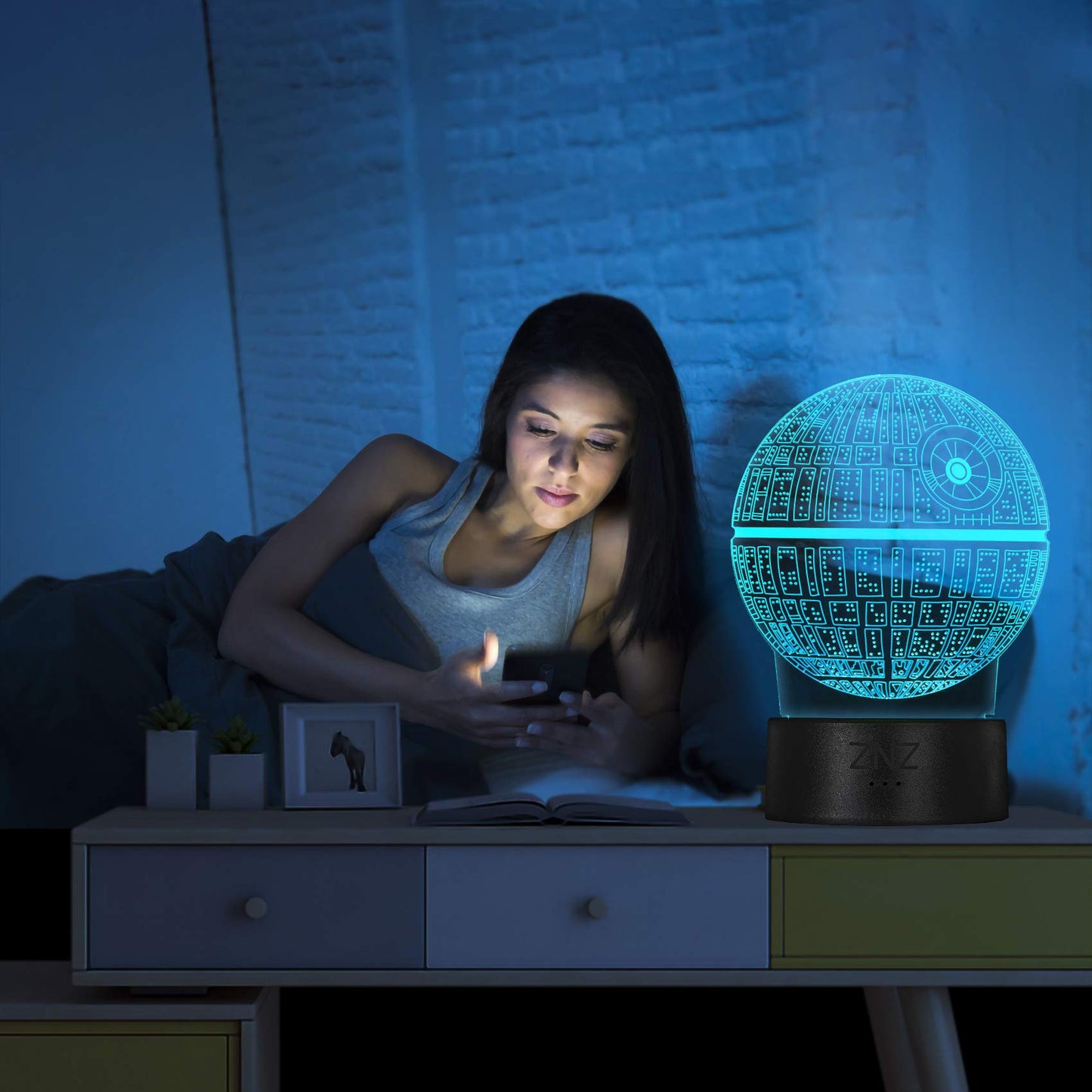 3D Star Wars Lamp, ZNZ LED Optical Illusion Night Light, 16 Colors Changing Remote Touch Mood Lamp - Perfect Christmas and Birthday Gifts for Kids Men Women and Star Wars Fans