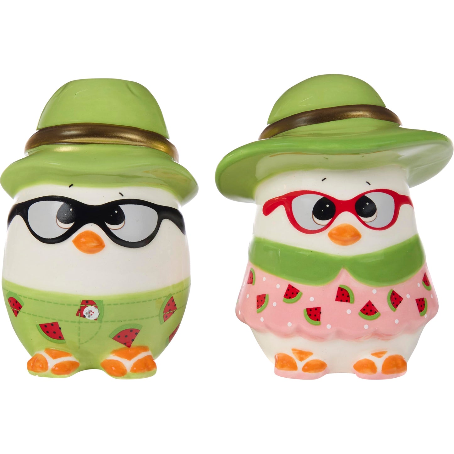 Precious Moments Summer-Themed Ceramic Salt & Pepper Shakers | Watermelon-inspired Figurines | Angeled Eggs Design | Ideal for Picnic and Summer Dining Decor | Unique Gift for Collectors
