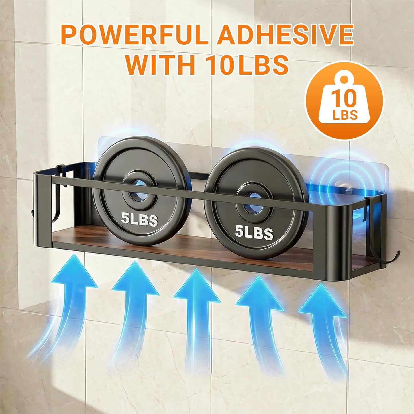 Yvrlo Wall Mounted Spice Rack, Black, 2 Pack