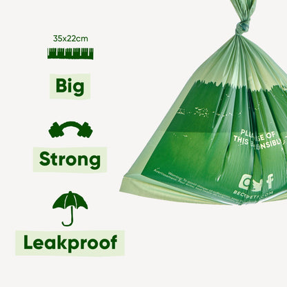 Beco Dog Poop Bags Rolls - Strong & Large - 270 Bags (18 Rolls of 15) Unscented, Dispenser Compatible for Dog Waste