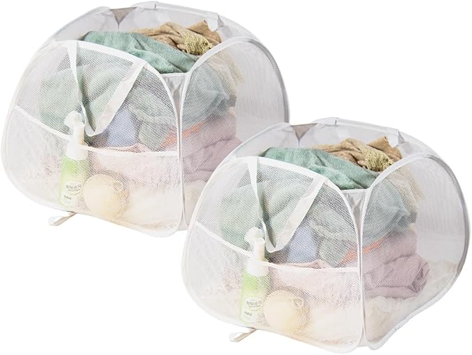Collapsible Laundry Basket 90L, Foldable Mesh Pop-up Laundry Hamper