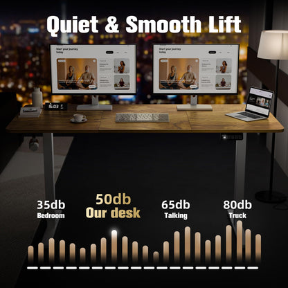 ERGOMAKER 63" Electric Standing Desk, Adjustable Height, Sit Stand Up Desk for Home Office & Computer Workstations, Memory Controller, Light Rustic Brown