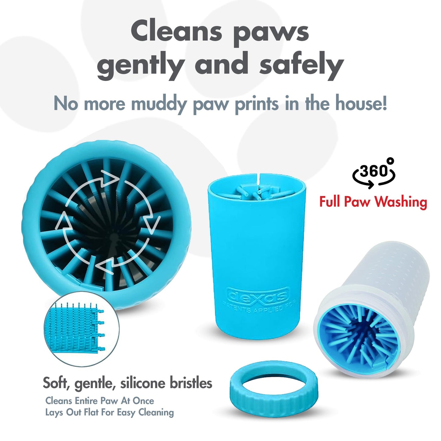 Dexas MudBuster Portable Dog Paw Cleaner, Medium, Blue