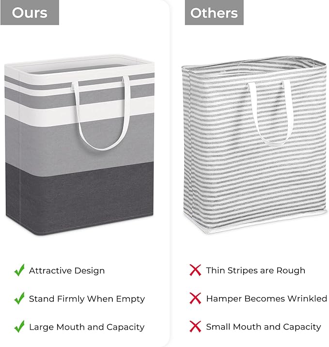 HomeHacks 3-Pack Large Laundry Basket, Waterproof, Freestanding Laundry Hamper