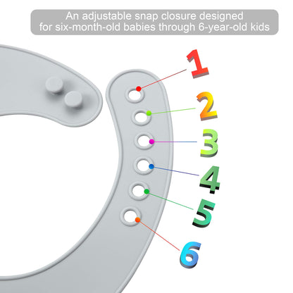 PandaEar Cute Super Thin Light Weight Unisex Silicone Baby Bibs Waterproof (Blue/Purple/Grey)