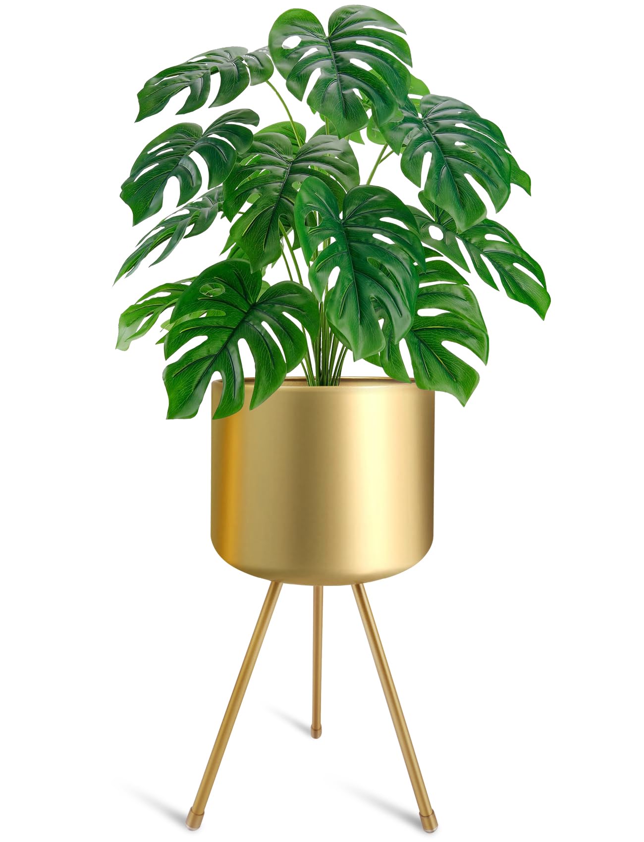 magarz Mid-Century Metal Flowerpot with Stands, Stylish Modern Floor-Standing Flowerpot,Suitable for Orchid, Aloe Indoor Outdoor Decoration 11'' Wide 21.7'' high (X-Large, Gold)