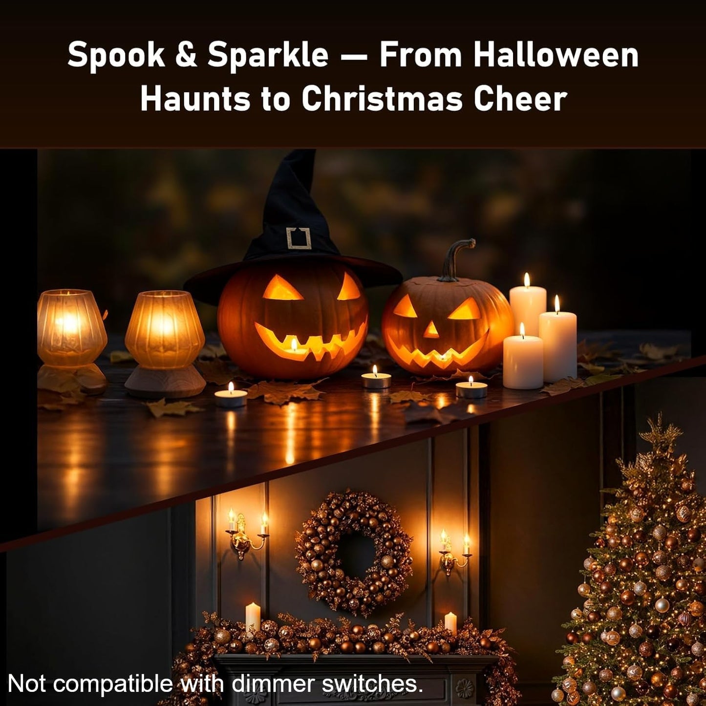 Hompavo Upgraded Flame Light Bulbs, E12 Chandelier Base Candelabra Flickering Fire Light Bulb, Clear Candle Light for Halloween Christmas Party Porch Indoor Outdoor Home Decorations - C35/2 Pack