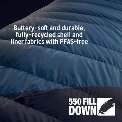 Kelty Cosmic 20 Down Mummy Sleeping Bag for Backpacking, Campers, 550 Fill Power, Recycled Fabrics with PFAS-Free DWR, Designed in Sunny Colorado, USA, 2024 Model (Long)