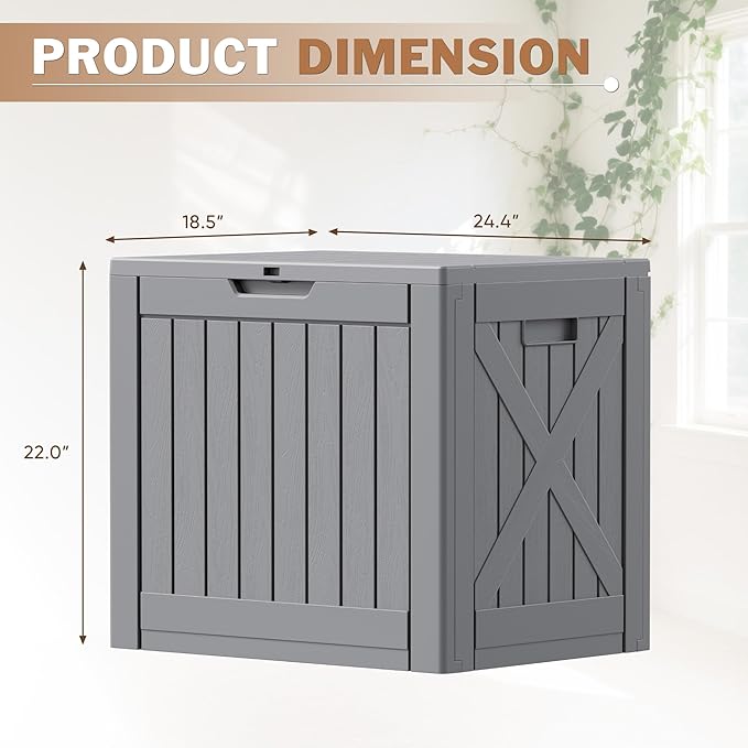 Patiowell 43 Gallon Resin Deck Box, Outdoor Storage Box for Patio Furniture, Deliveries, Pool Supplies,Waterproof and Lockable (Grey)