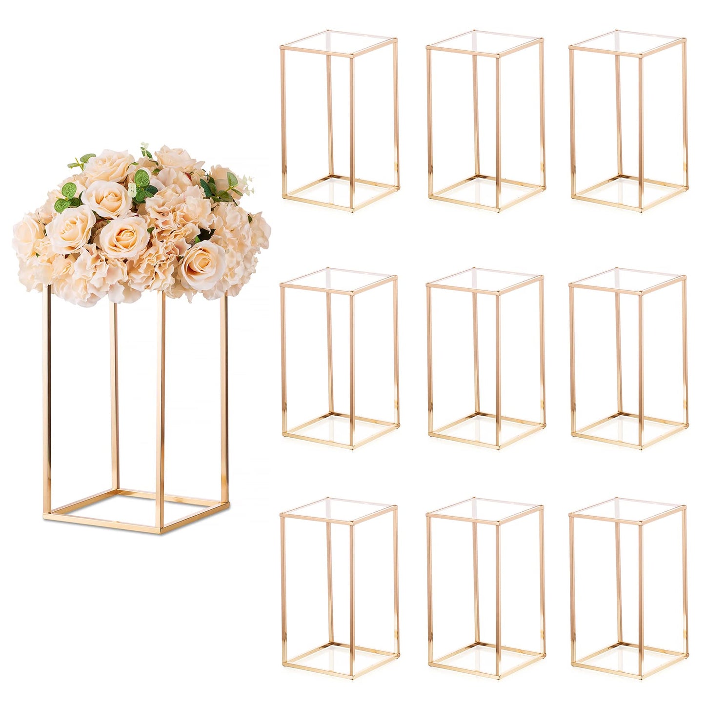 Sziqiqi Dining Table Centerpiece Small Flower Stand for Wedding - Engagement Party Decorations Dining Table Decor for Center Pieces Minimalism Cuboid Design 15.75inch