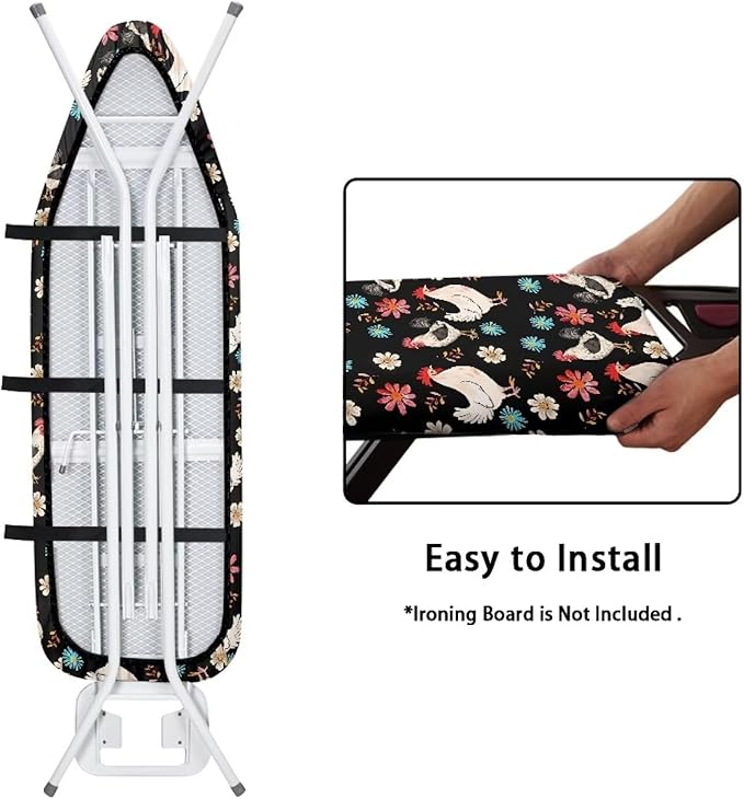 Chicken Floral Ironing Board Cover and Pad Full Size Ironing Mat