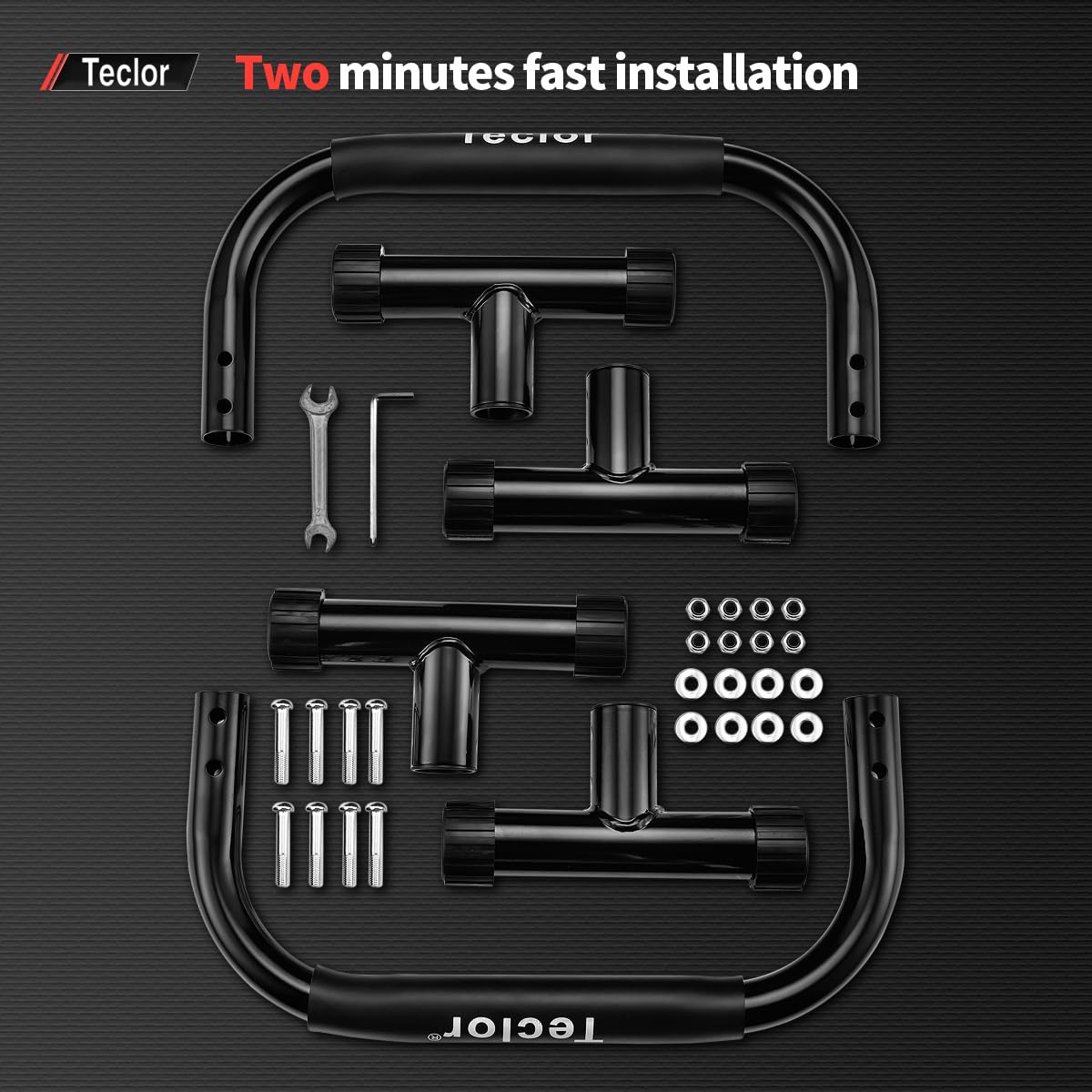 Teclor Push Up Bar, 9.5in High Parallettes Bars Great for L-sit, Sturdy Steel Green Structure Push Up Bars for Men & Women, Full Planche & Dips, Heavy-duty No Wobbling Calisthenics Equipment MAX Capacity 660LBS, 1.5in Dia Save Wrist & Great Grip