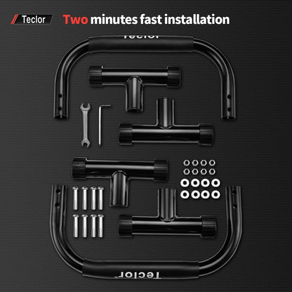 Teclor Push Up Bar, 9.5in High Parallettes Bars Great for L-sit, Sturdy Steel Green Structure Push Up Bars for Men & Women, Full Planche & Dips, Heavy-duty No Wobbling Calisthenics Equipment MAX Capacity 660LBS, 1.5in Dia Save Wrist & Great Grip