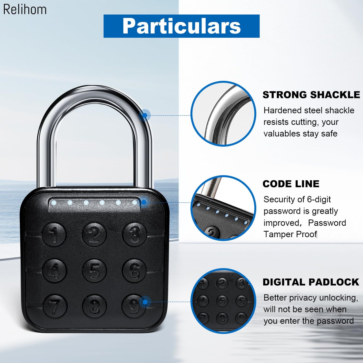 Combination Lock for Locker, Relihom Padlock with Code, Gym Locker Lock, High Security Keyless Entry Padlock for Gym, School, Gates, Outdoor, IP67 Waterpro (Basic Lock)