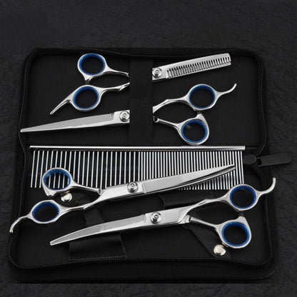 Hundeschere Fellschere für Hunde Katze 5-in-1 Scharfe Gebogene Schere Set Dog Grooming Set für Gesicht, Körper, Ohren