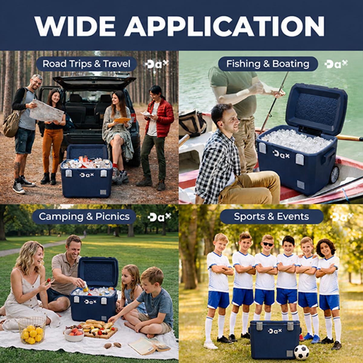DA Ultra-Light 60 QT Hard Cooler with Wheels and Telescopic Handle, Keep Cold Up to 5 Days, 30% Lighter Than Rotomolded, Coolers Ice Chest for Camping, Tailgating, Beach (60QT Dark Blue)