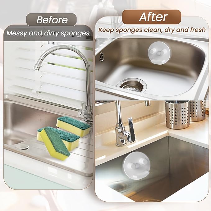 Sponge Holder, Sink Caddy w/Suction Cup Installation, Sponge Organizer
