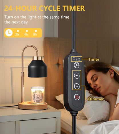 MEIXISUE Candle Warmer Lamp with Dimmer and Timer,Home Decor Lamp for Scented Jar,Electric Wax Melt Warmer,Mother's Day/Birthday/Christmas Gifts for Mom/Wife,Adjustable Height,with 2 Bulbs