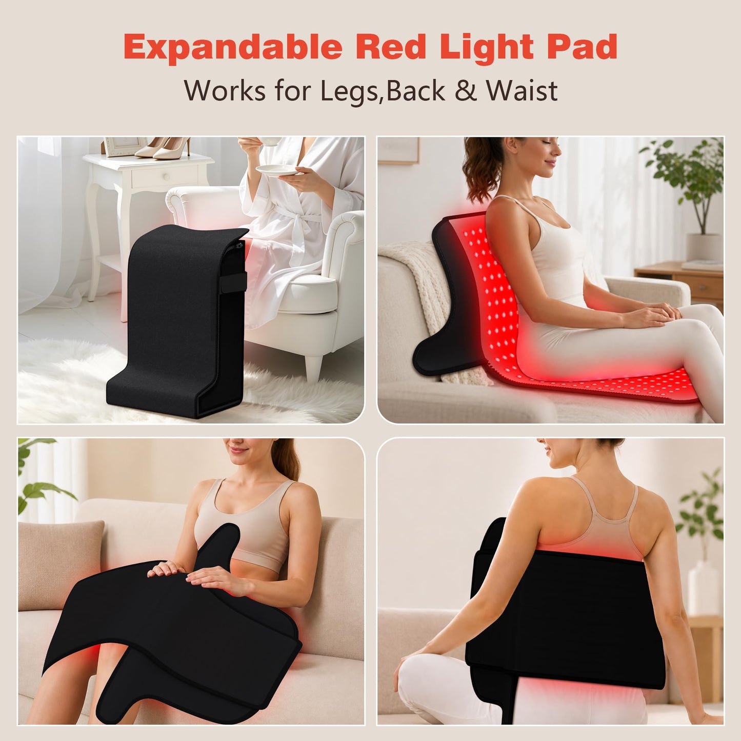 SUHZF Red Light Therapy for Feet, 480 LEDs with 660nm & 850nm, 5 Modes & 6 Timers, Infrared Light Heating Pad for Tired Legs, Ankles & Body, Ideal for Home/Office (15"x11.3"x24.5")