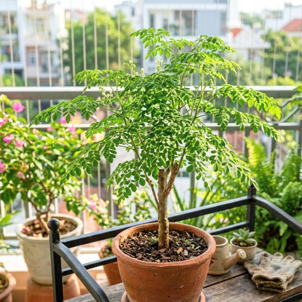Moringa Plant Live in 4 Inch Pot, Moringa Oliefera Tree Live Plant from 4 to 7 Inches Tall for Outdoor Planting