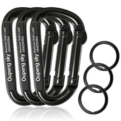 Carabiner Clip Heavy Duty - 3" Iron Carabiners 13KN (2922 lbs) Carabeaner D Shape Spring Hook Clips for Keychain Clip,Gym, Dog Leash，Hammocks，Camping, Hiking,Backpacking or Other Outdoor Activities.