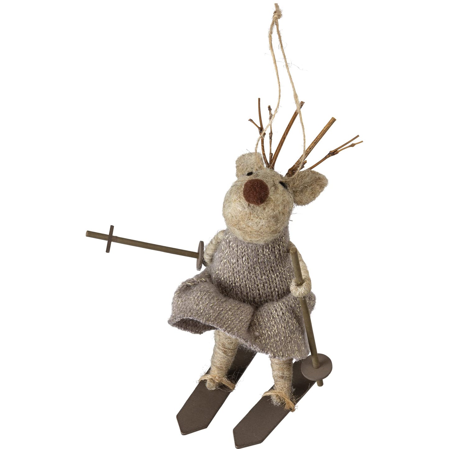 Primitives by Kathy Christmas Reindeer Home Décor Hanging Ornament Set 3" x 5.50" x 3.50", 2.25" x 4.50" x 4"