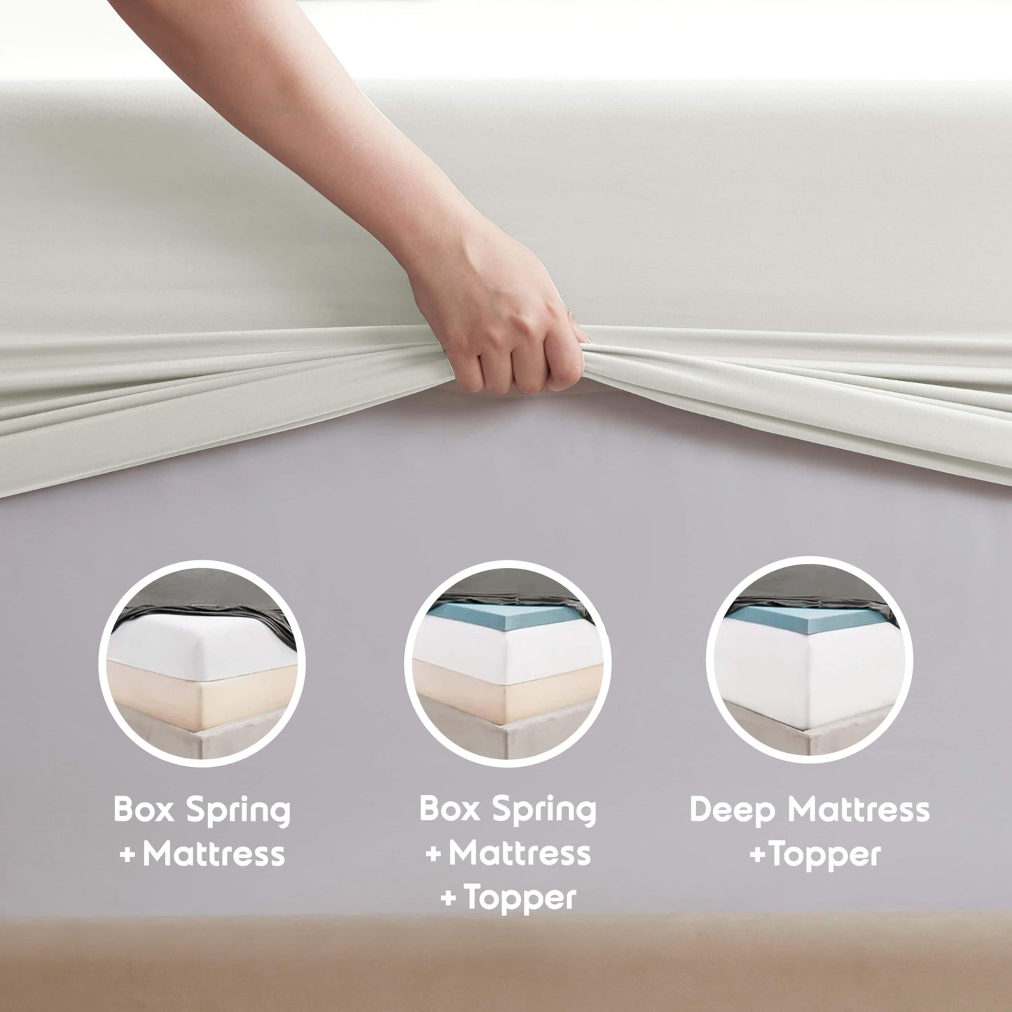 Nestl Extra Deep Cal King Sheet Set - 6 Piece Breathable & Cooling Sheets - Hotel Luxury Bedding Set w/18-24 Inch Deep Pockets - Easy & Secure Fit - Super Soft, Wrinkle Free & Comfy - Off White