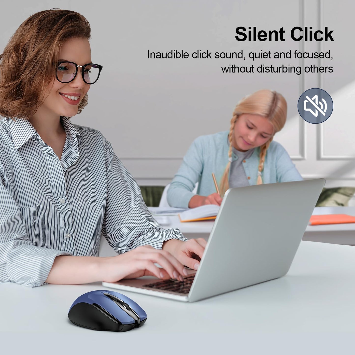 TECKNET Wireless Mouse Rechargeable, 2.4G USB-A Silent Mouse, Quiet Click, 6 Adjustable 4800 DPI, Cordless Computer Mice, Ergonomic Mice for Laptop, 6 Buttons for Chromebook, Ergo Grip - Black