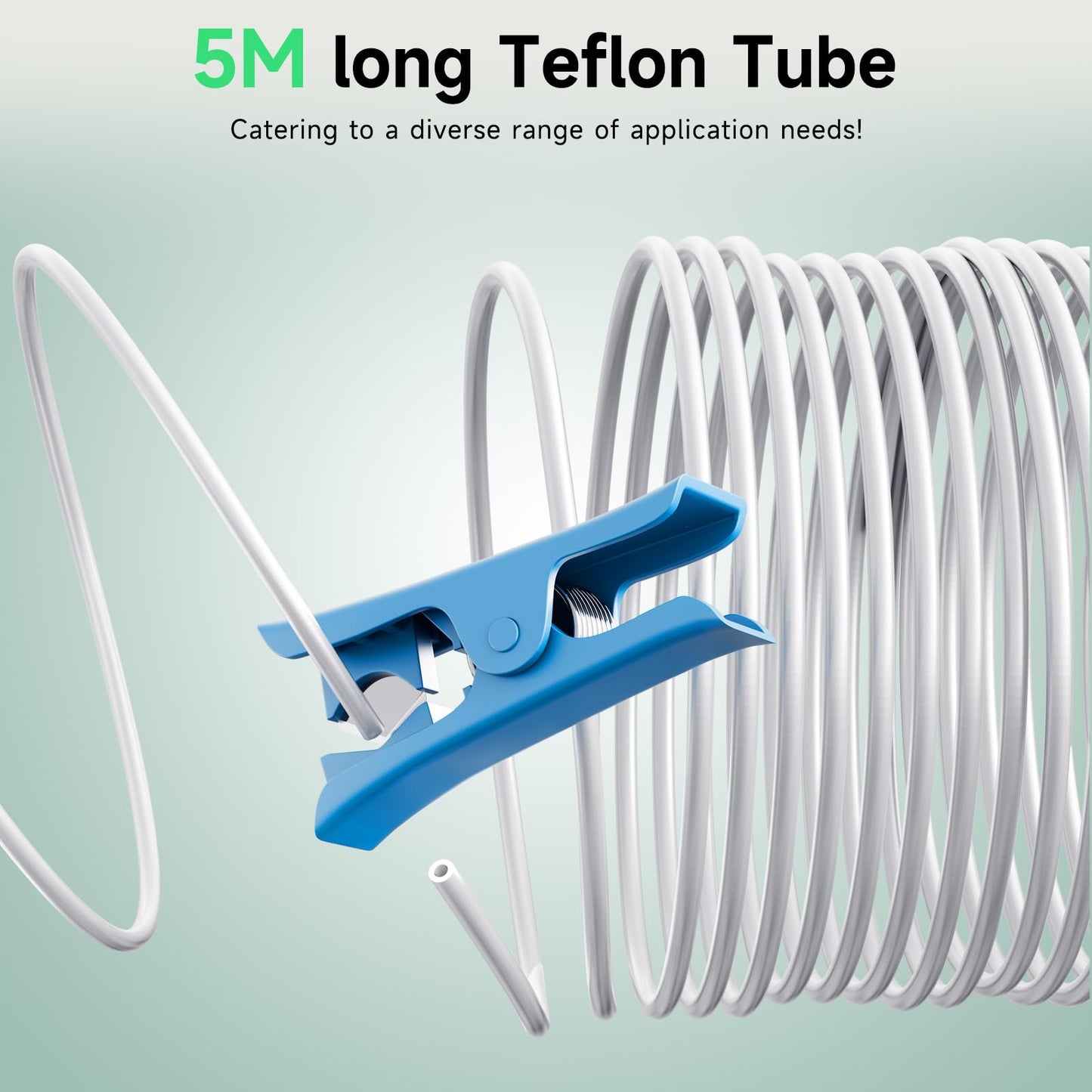 YOOPAI PTFE Teflon Tubing 5M with Cutter, 2.5mm ID × 4mm OD PTFE Teflon Tube Fits Direct Drive Extruder 3D Printer, for Bambu Lab A1/A1 mini/P1P/P1S/X1C, Creality K1/K1 Max/Ender 3 V3 (White)