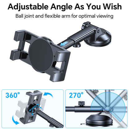 Tablet Holder for Car iPad Holder for Car【Windshield+Dash】Suction Cup ipad Mount for Truck Stand【360° 】Tablet Car Mount soporte de telefono para carro for All 4.7"-12.9" Apple iPad Samsung Galaxy Tab
