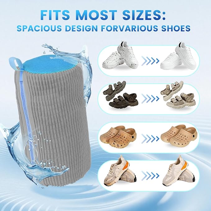2PCS Shoe Washing Machine Bag, Laundry Bags Durable Zipper
