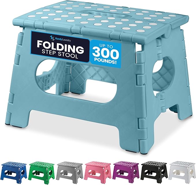Handy Laundry Folding Step Stool 9 Inch – Sturdy Plastic Foldable Step Stool