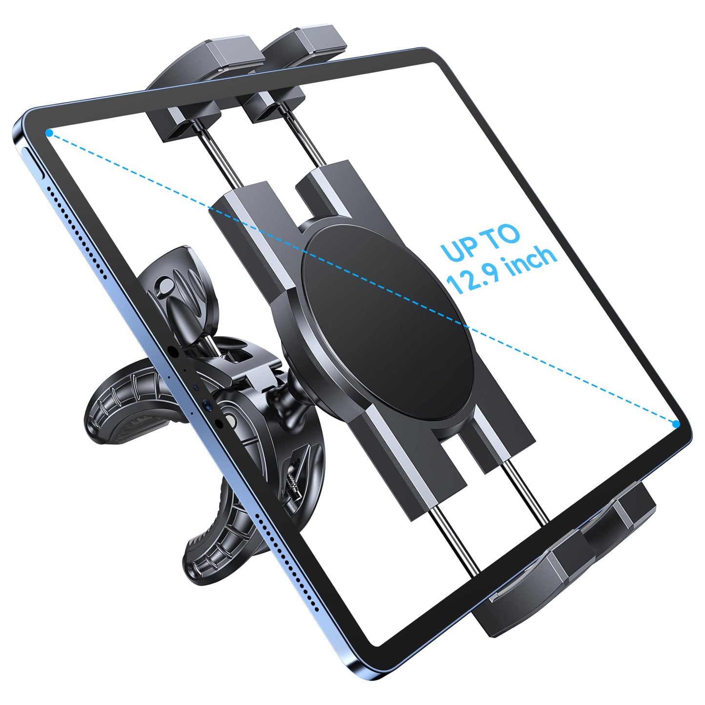 Coolpow Spin Bike Tablet Holder Mount【360° Adjustable】 Clamp Handlebar Bike ipad Holder Fit Treadmill, Stationary Bicycle,Microphone Stand Fit for iPad Pro, iPad, Galaxy Tabs, iPhone (4.7-12.9")