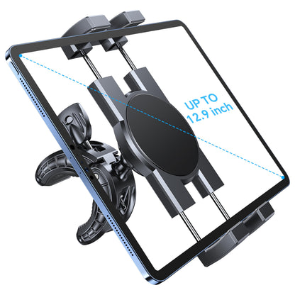 Coolpow Spin Bike Tablet Holder Mount【360° Adjustable】 Clamp Handlebar Bike ipad Holder Fit Treadmill, Stationary Bicycle,Microphone Stand Fit for iPad Pro, iPad, Galaxy Tabs, iPhone (4.7-12.9")