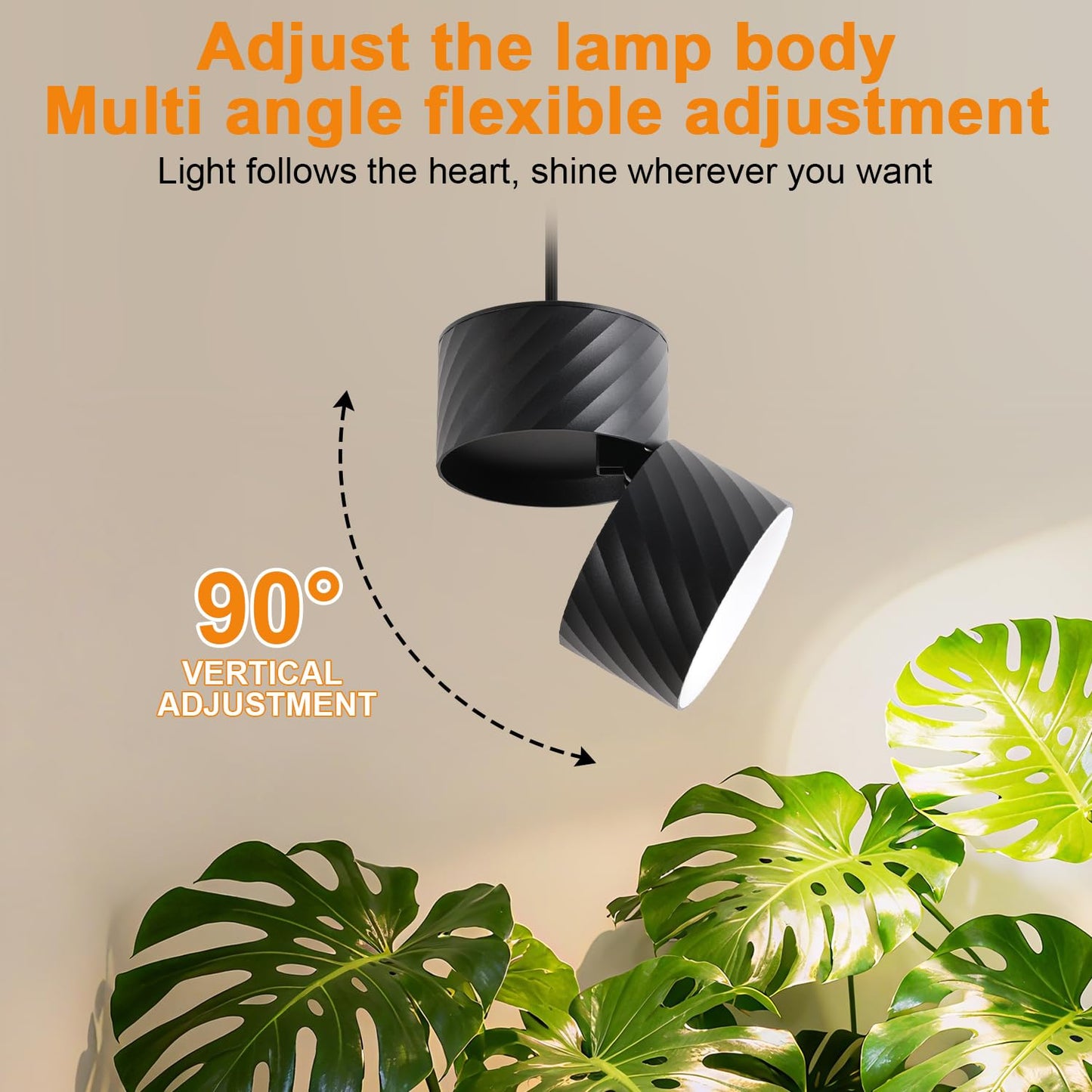 Cofiveevo Hanging Indoor Plant Growth lamp, 25W Full Spectrum, Adjustable Angle Plant lamp, Suitable for Indoor Foliage Plant Auxiliary Lighting, Meat Quality, Flowers, 2700k-6500K (Black)