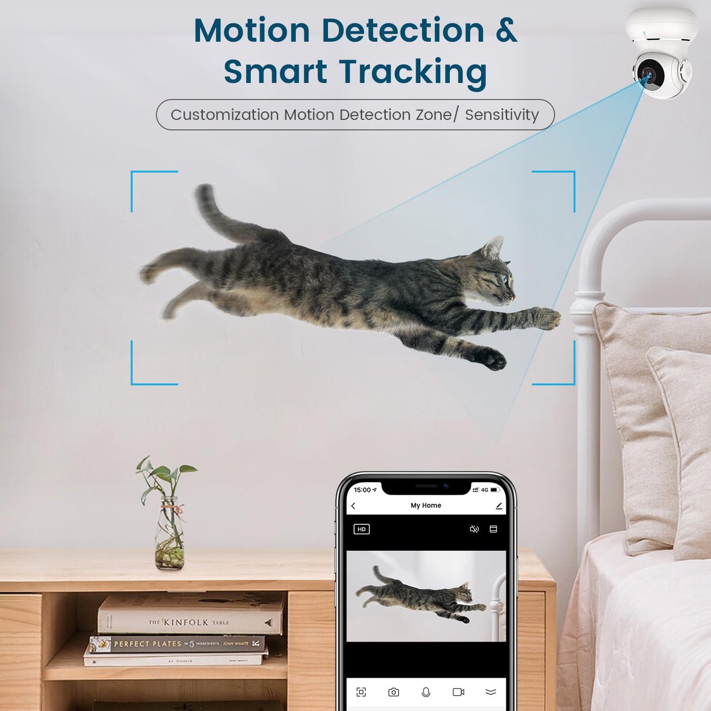litokam Little elf Indoor Camera - 2K Pet Camera with APP Controlled, Smart Motion, Two-Way Audio, 360° Security Camera Indoor with IR Night Vision, Work with Alexa