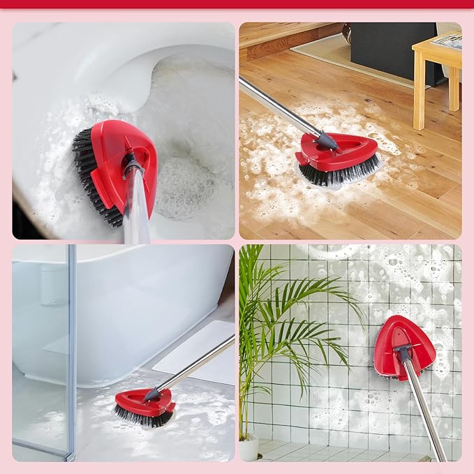 Scrub Brush with Refill Base, Spin Mop Head Scrubber Replacement Compatible