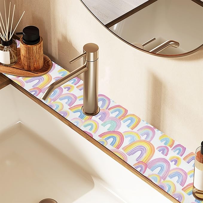 Kitchen Sink Splash Guard 2 PCS 14.7 Inch Sink Faucet Mat Splash Guard