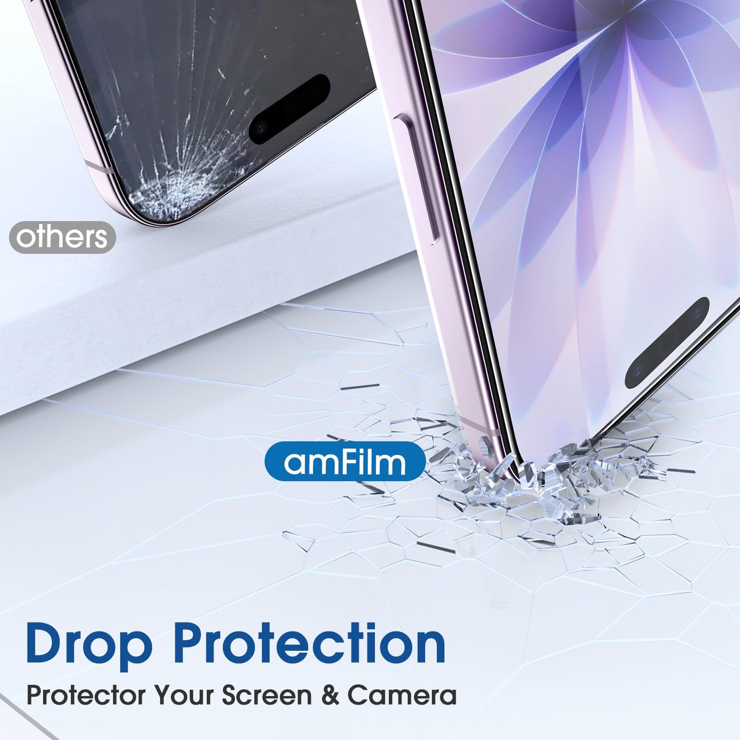 amFilm Auto-Alignment OneTouch for iPhone 16 [6.1''] Screen Protector + Camera Lens Protector, Tempered Glass, 30 seconds Installation, Bubble Free, Case Friendly, Anti-Scratch [2+2 Pack]