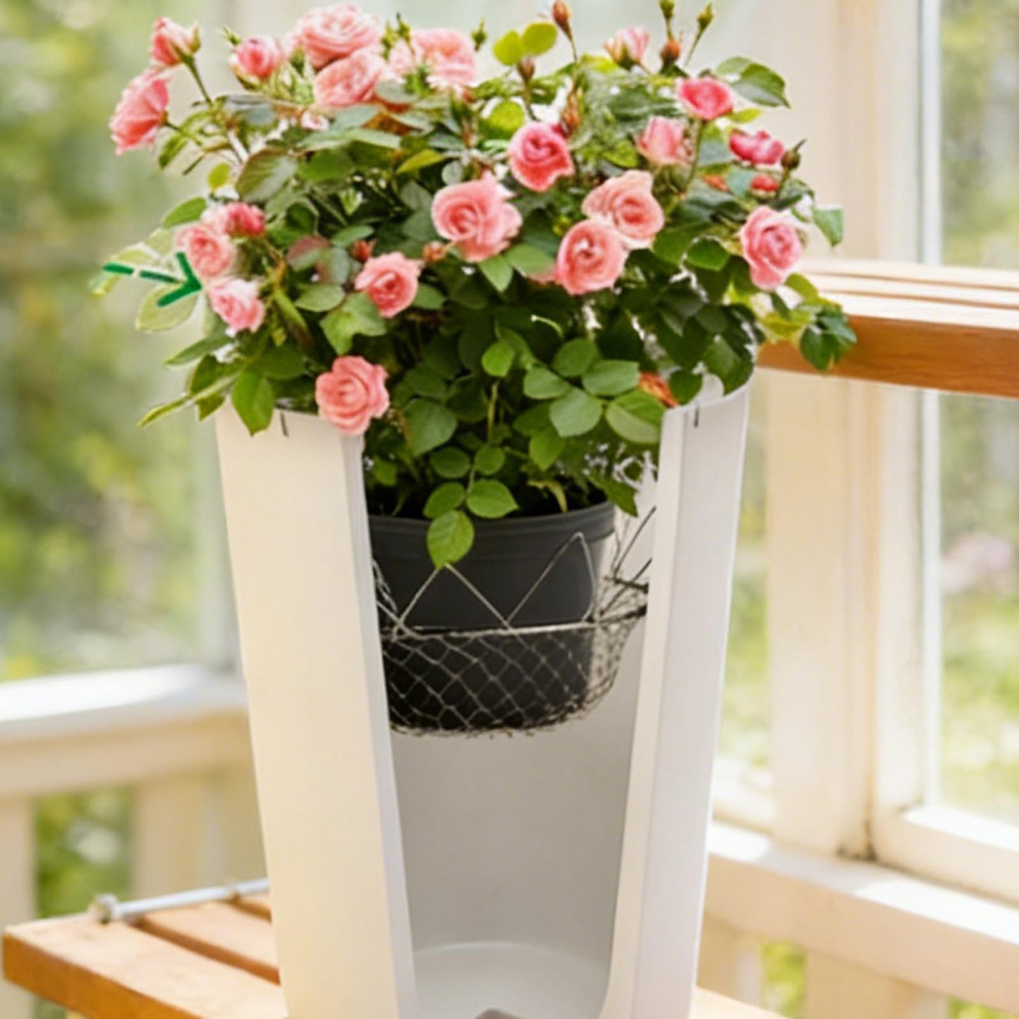Adjustable Planter Insert - Plant Risers For Inside Pots | Heavy Duty Rustproof Stainless Steel Plant Pot With Chains | Adjustable Planter Fillers | For Outdoor Indoor Flower Potted Home