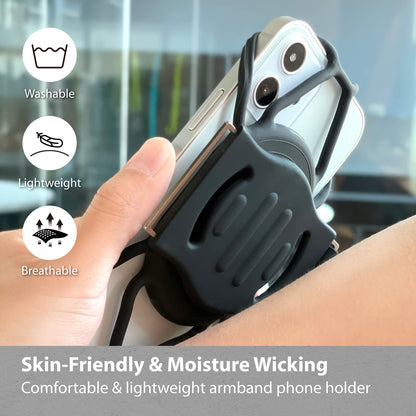 Bone Run + Bike Tie Connect Kit 1, 2-in-1 Running & Bike Phone Holder, Detachable & Rotatable 360° Sport Armband & Phone Mount Compatible with Most Smartphones (Stem/Armband 2-in-1 Connection Kit)
