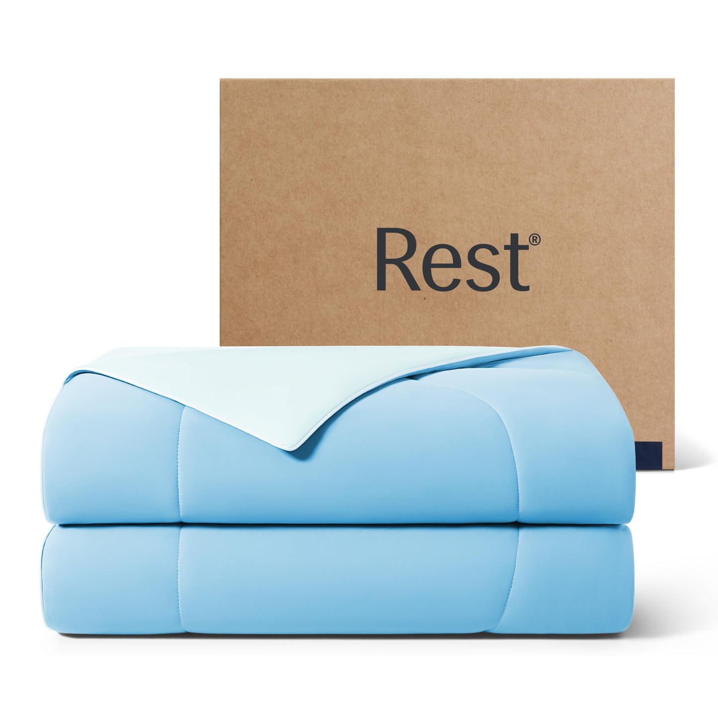 REST® Evercool® Cooling Comforter, Full/Queen, Blanket for Hot Sleepers, All Season Bedding to Keep Cool for Night Sweats, Breathable Lightweight Blanket, 90"x90" Inches, Aqua Blue