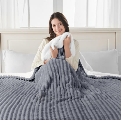 SEALY Electric Blanket Full Size, Soft Ribbed Flannel to Sherpa Reversible Heated Blanket with 10 Heat Settings & 1-12 Hours Auto-Off Overheat Protection, Machine Washable, 72"x84" Beige