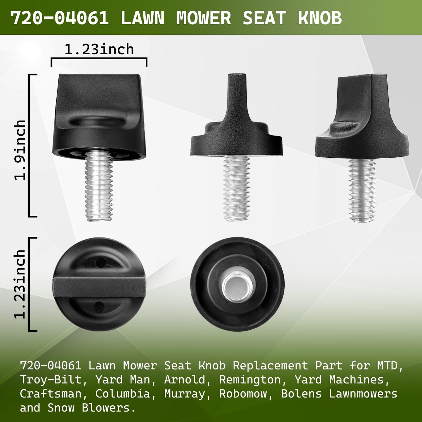 2-Pack 720-04061 Seat Adjustment Knob for MTD Bolens Murray Yard man Columbia Craftsman Husky Husky Troy Bilt Yard Machine Lawn Mower Tractor Seat Adjuster Knob - Replaces Seat Knob Part No. 720-04061