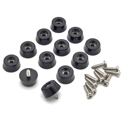 Rubber Feet for Cutting Board with Stainless Screws, 12 Pieces Non Slip Rubber Bumper Feet for Electronics 13/16" W x 3/8" H