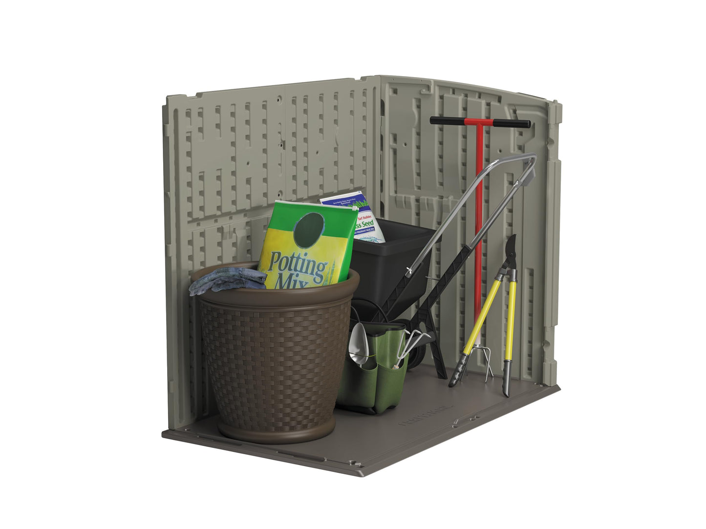 Craftsman Horizontal Shed, Compact Outdoor Storage System, 34 Cu. Ft. Capacity, Made in USA - Lockable Multi-Wall Resin Organizer for Garbage Cans, Garden Tools, Bins, Bikes and Yard Equipment